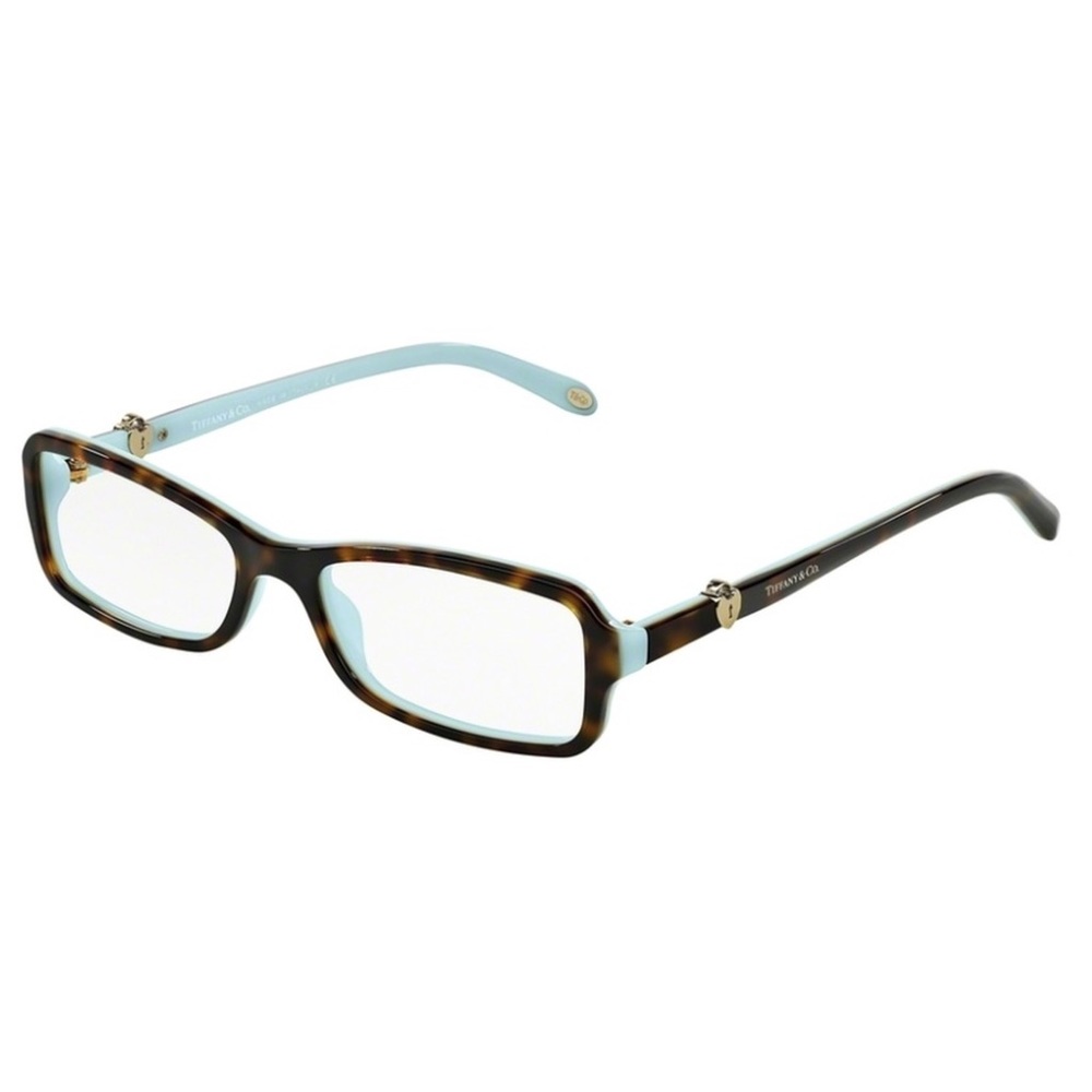 Tiffany & Co. Tortoiseshell and Light Blue Rectangular Glasses